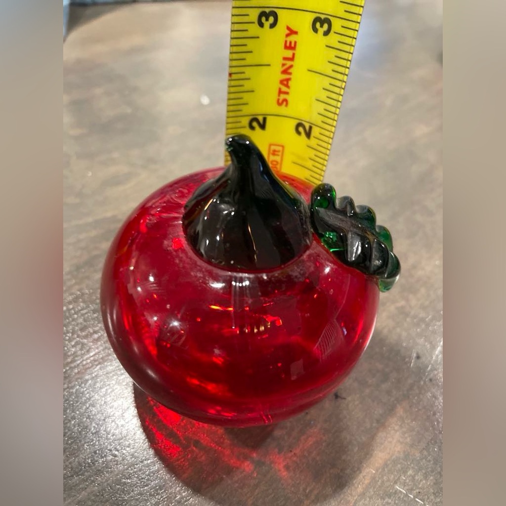 Red Glass Apple Paperweight